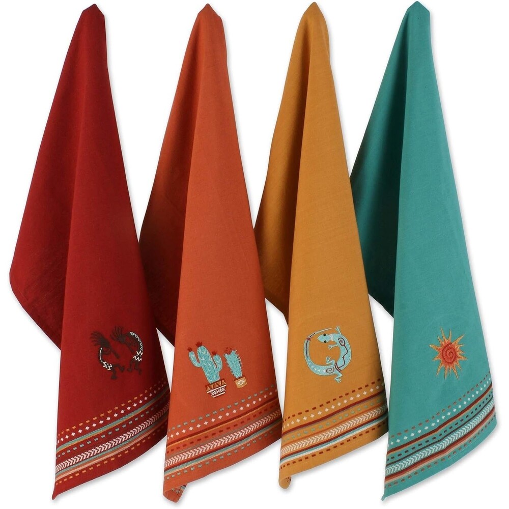 DII Tabletop Southwest Hacienda Stripe Dishtowel Set – 4-Piece, 18x28